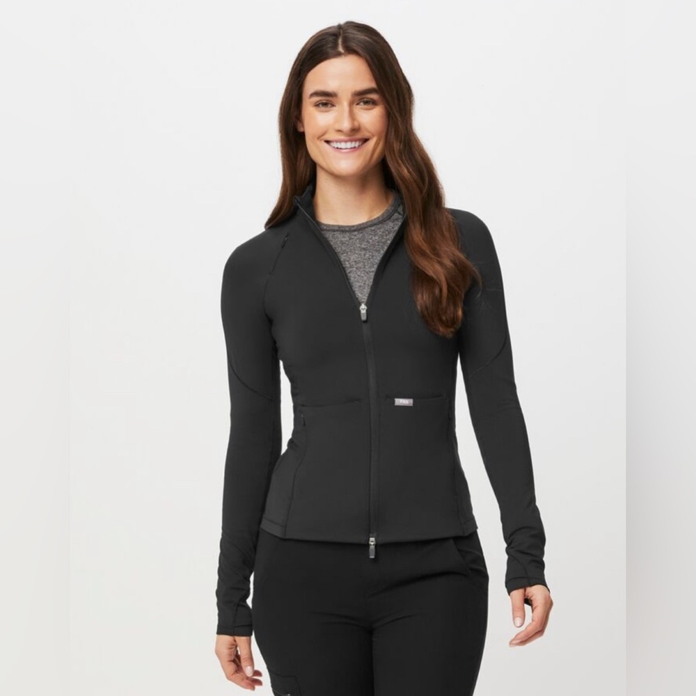 FIGS ContourKnit Scrub Jacket. Black. Size Medium. NWOT
